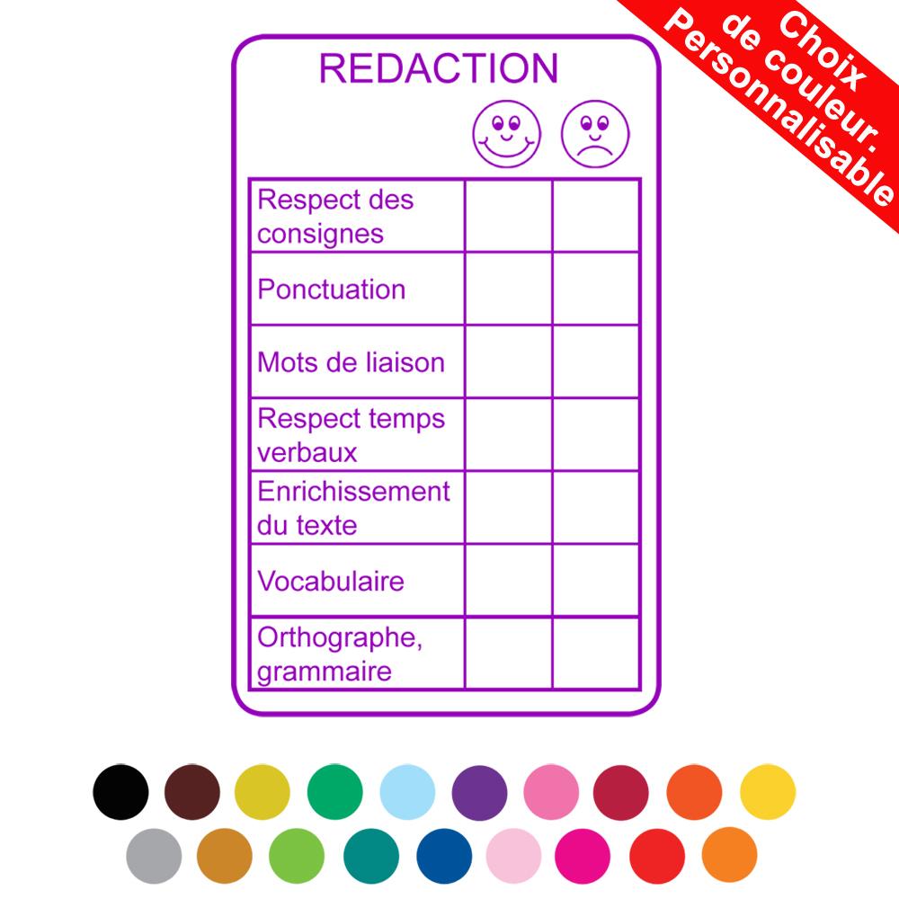 Tampons Corrections Enseignants | Rédaction Grille d'Evaluation Tampon Encreur Personnalisé Grand - 100x52mm