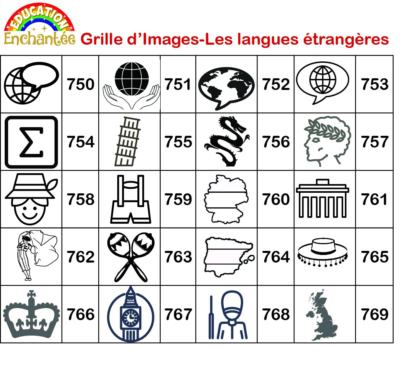 Tampons Personnalisé | Grille de l'images -  Langues Etrangères