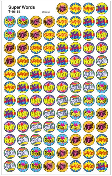 Autocollants Anglais | T46158 Super Words SuperSpots® Petits Stickers Enseignants