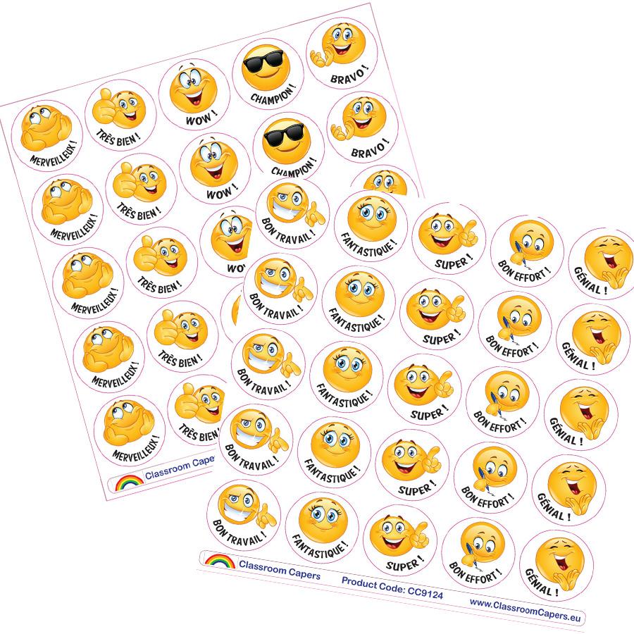Autocollants Enseignants | Kool Smiles Emoji Autocollants de Récompense en Français