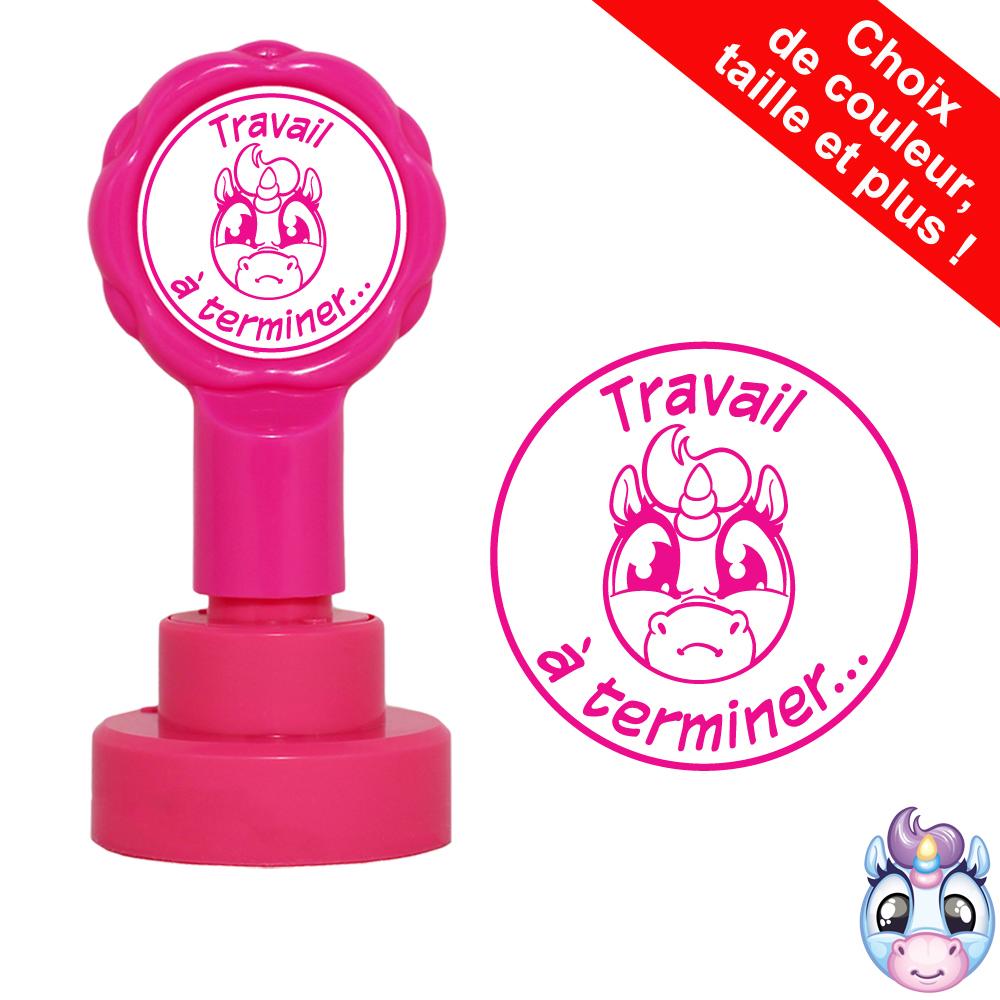 Tampon Auto-encreur « Travail à Terminer » – Motif Hérisson, Encre Rouge, 22 Mm, Rechargeable, Pour Enseignants