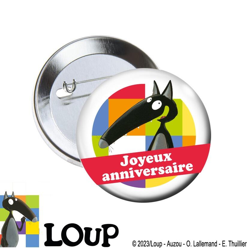 Badges Loup (Auzou Editions) | Joyeux Anniversaire Badges de la Collection Loup - 38mm