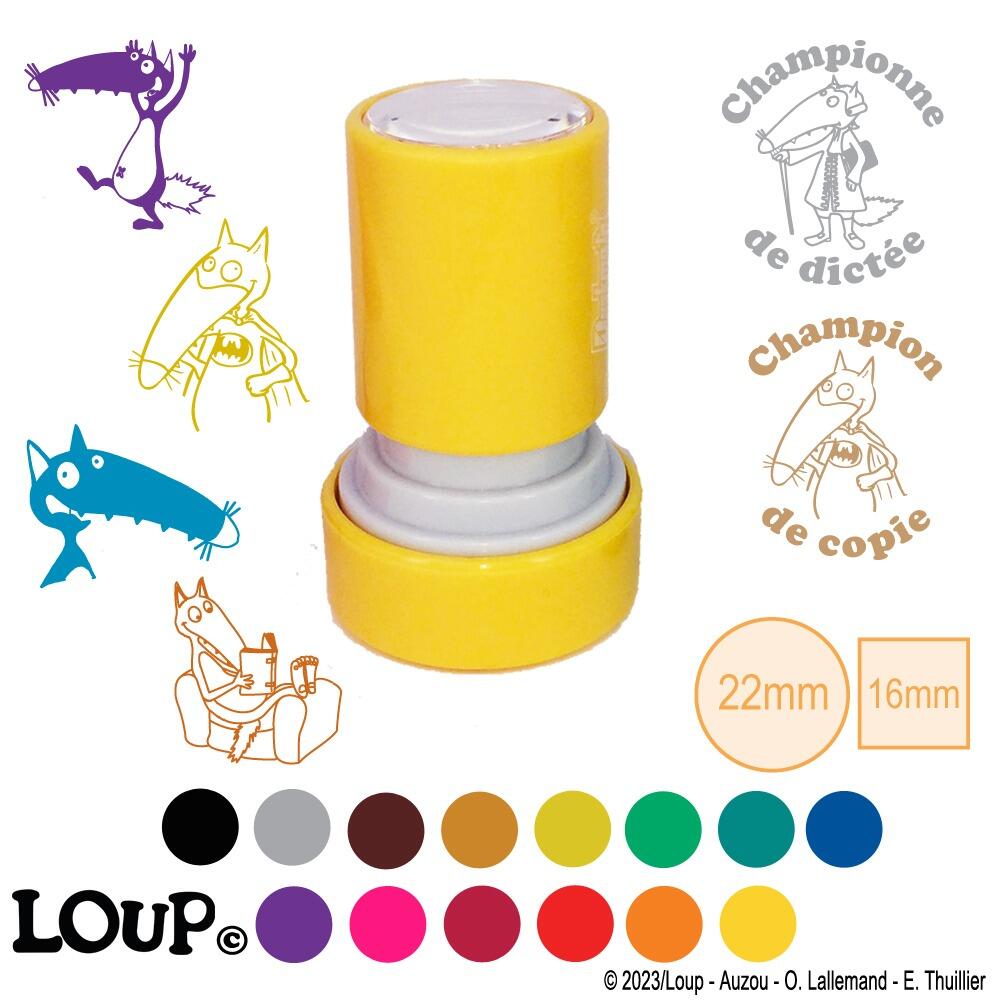 Tampons Enseignants de Loup (Auzou) | Tampon Personnalisé Loup, Choix du Message de Champion - 22mm