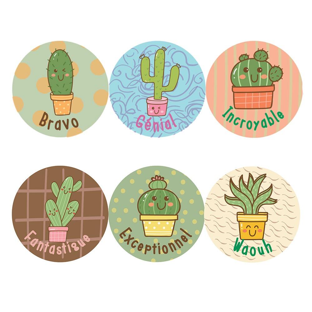 Autocollants Enseignants | Autocollants de Récompense pour Enseignants « Cactus Fun » Cenicienta