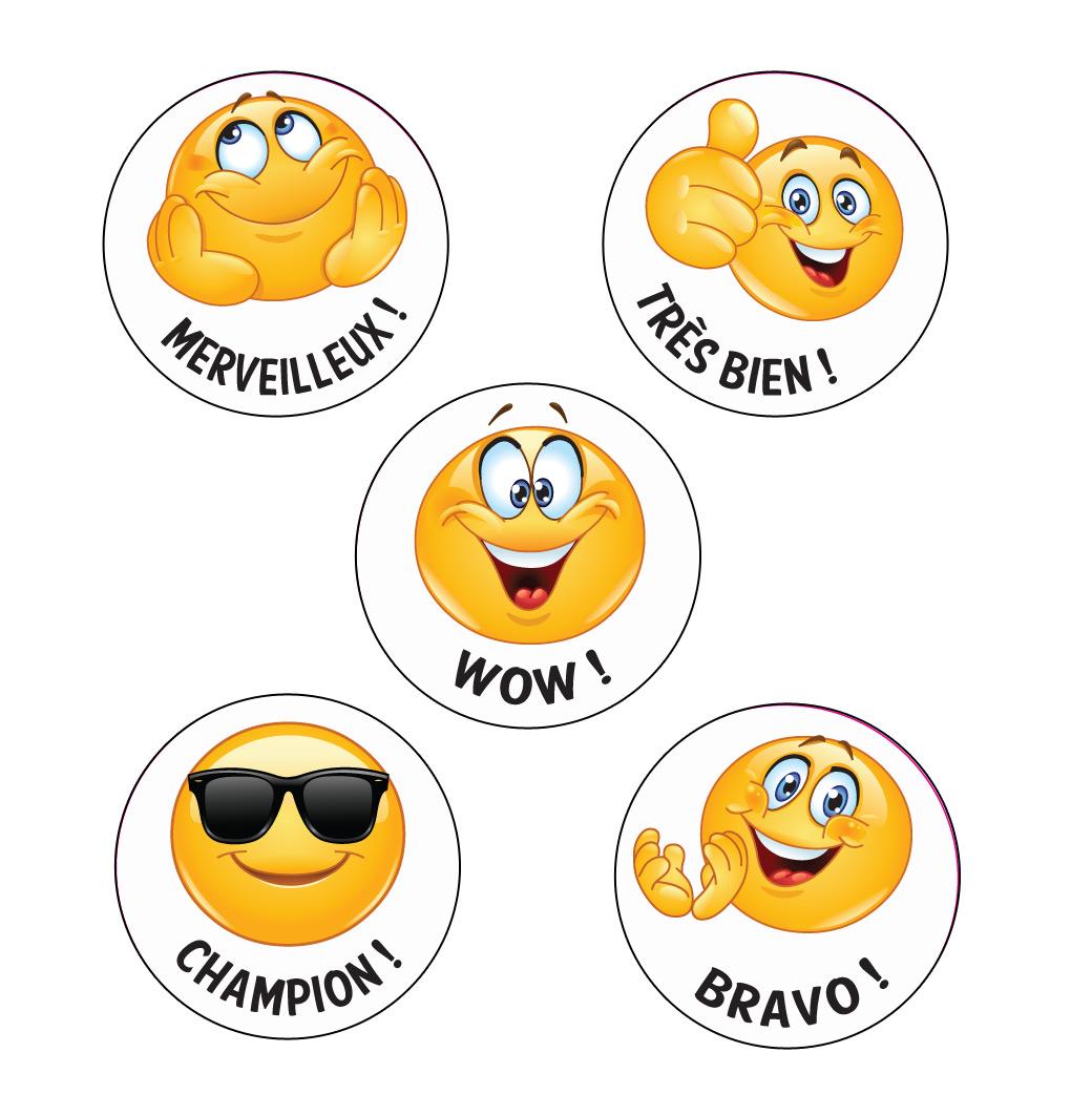 Autocollants Enseignants | Kool Smiles Emoji Autocollants de Récompense en Français