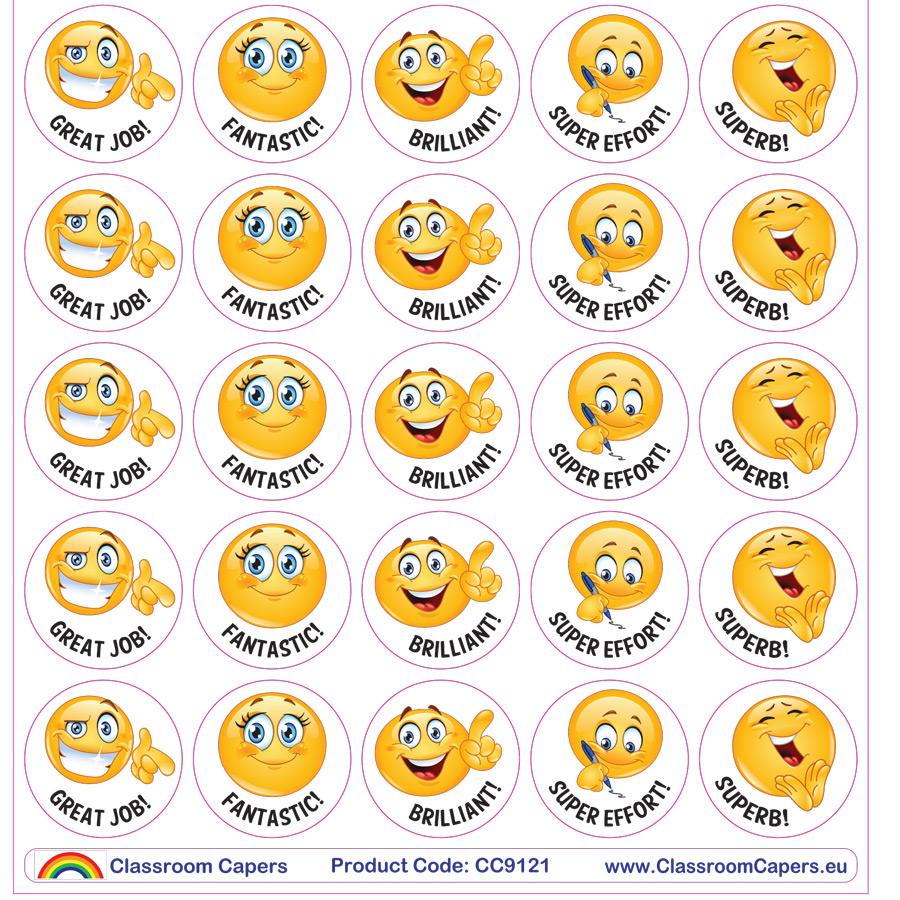 Fournitures Scolaires | Wow! Emoji Autocollants de Récompense Anglais x 125