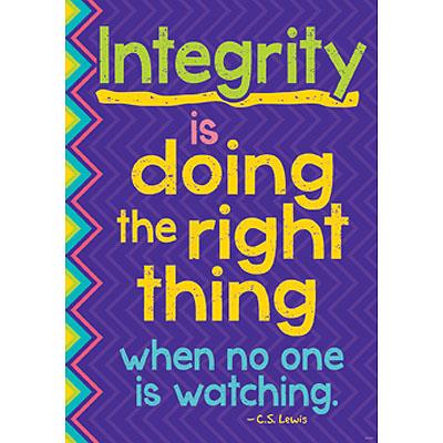 Affiche Anglaise | Integrity is doing right the right thing...  Affiche de l'Ecole de Langue Anglaise