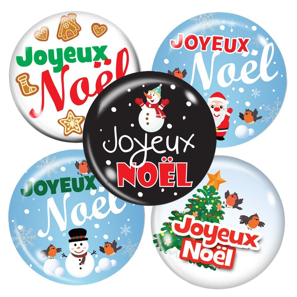 Badges Noël  | Joyeux Noël Ensemble de Badges Colorés Mixtes x 10