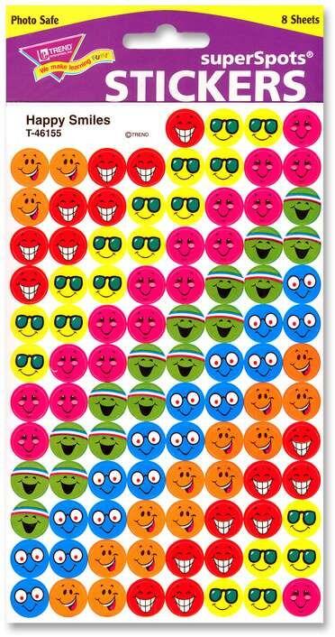 Petits Stickers Enseignants | Happy Smiles (Sourires Heureux) Autocollants 10mm x 800 (T46155 Trend)