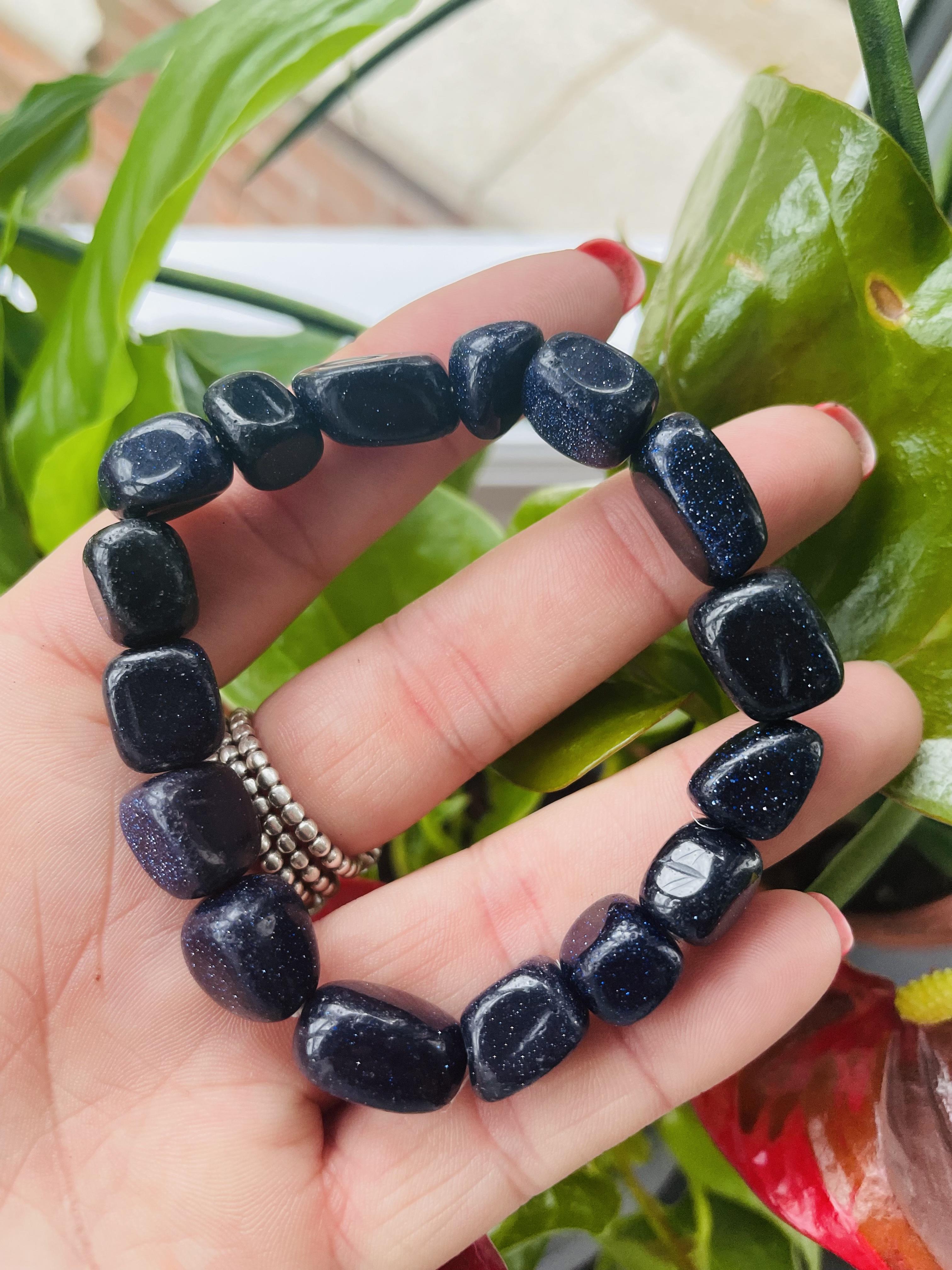 Amazon.com: 14mm Natural Sapphire Jewelry For Women and Men Crystal Dark  Blue Stone Gemstone Round Beads Bracelet AAAA: Clothing, Shoes & Jewelry