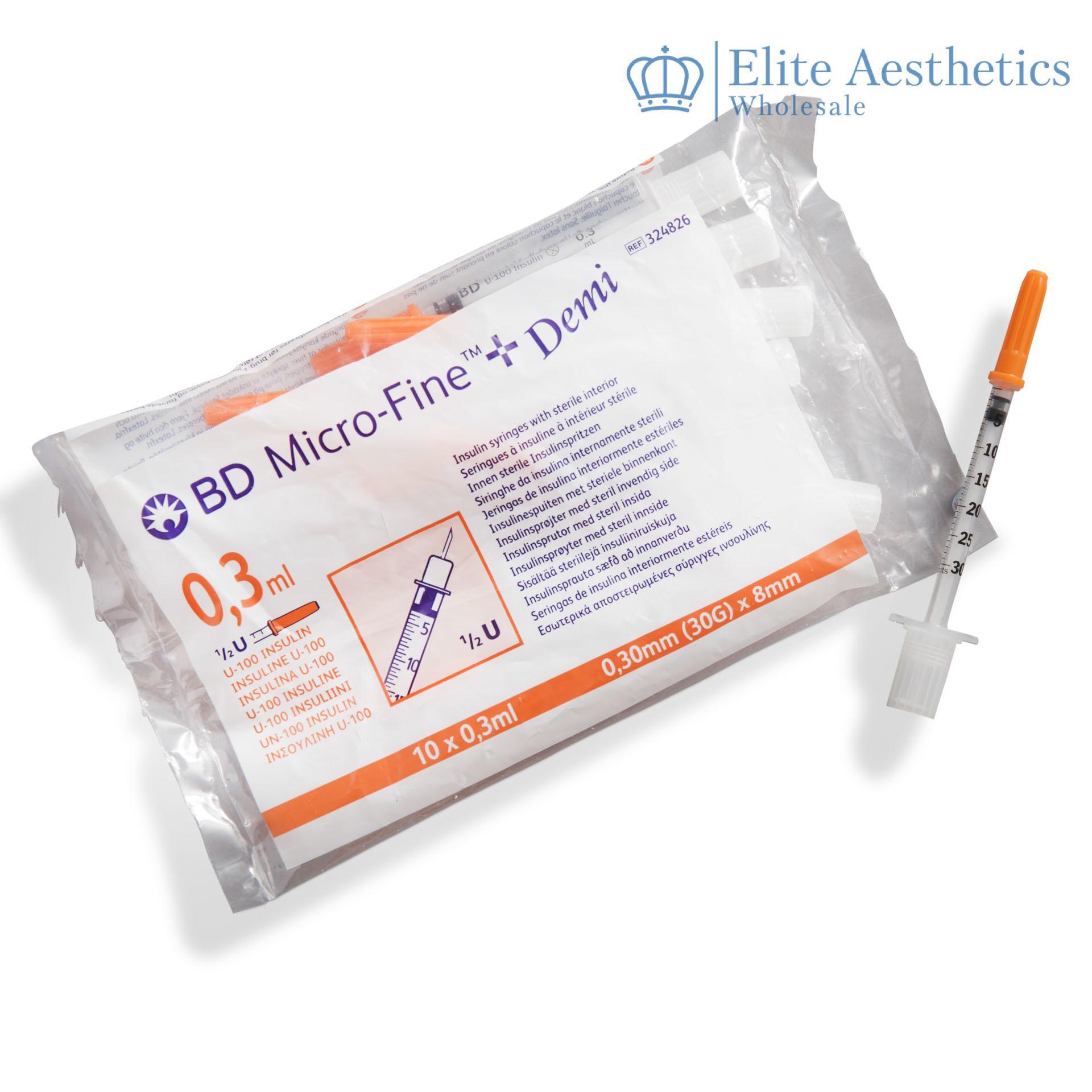 BD 0.3ml Insulin Syringe & Needle 8mm x 30g PACK OF 10