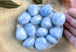 Blue Calcite Tumble Stone, The Holistic Hamper, online crystal shop UK