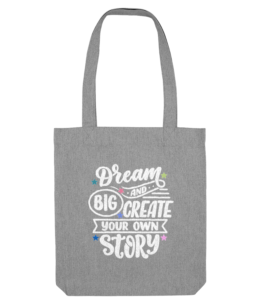 light grey cotton tote bag with dream big quote