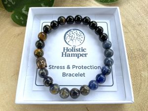 Mens crystal bracelet, blues blacks, The Holistic Hamper online crystal shop UK