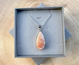 Sterling silver scolocite pendant and chain in a box, the holistic hamper