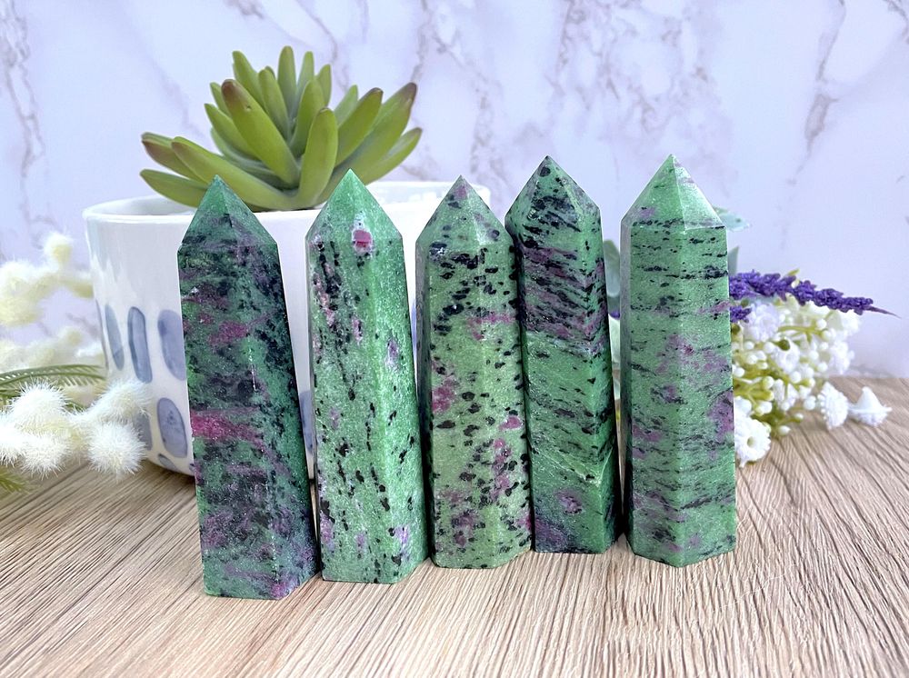 Ruby in zoisite crystal towers, the holistic hamper UK crystal shop