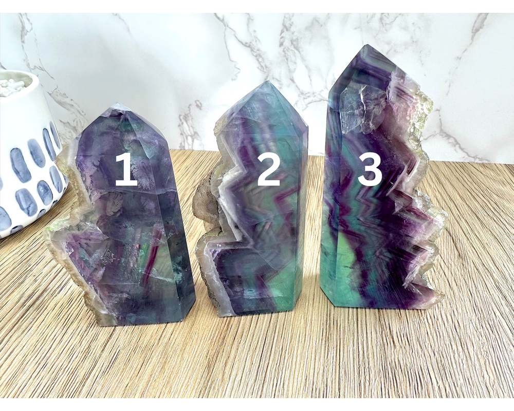 high quality rainbow fluorite points with rough edge, The Holistic hamper crystals