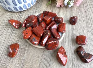 red brecciated jasper tumbled stones, The Holistic Hamper Crystals UK