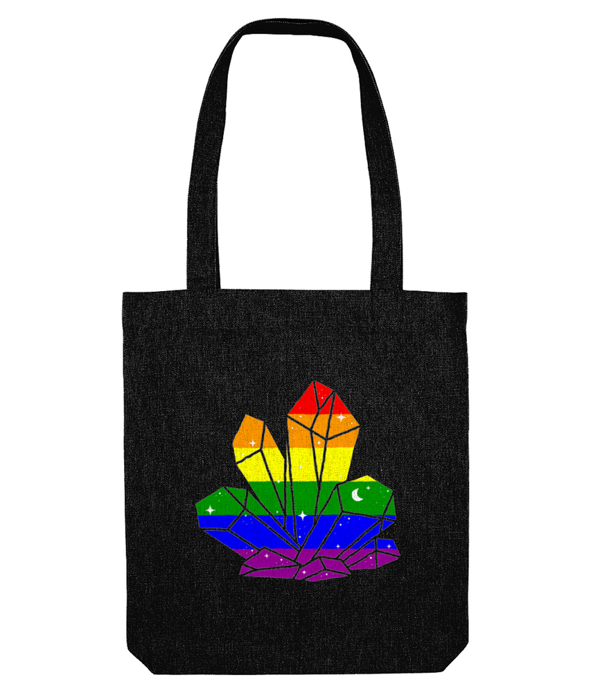 Pride lgbtq black tote bag, crystal tote bags from the holistic hamper