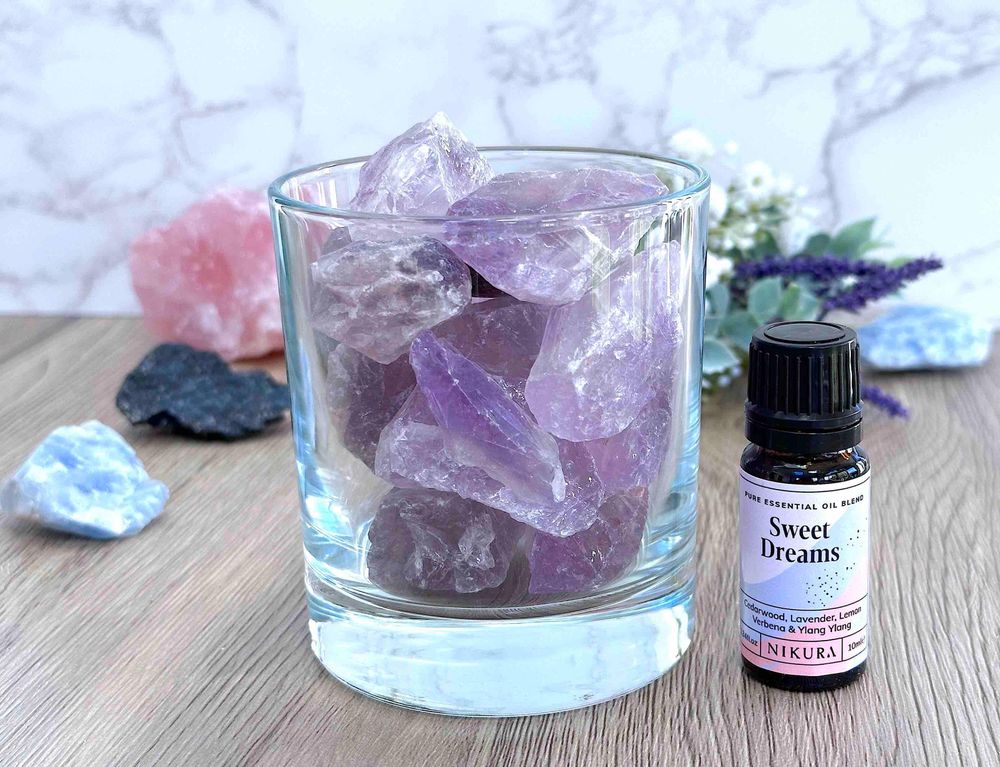 amethyst crystal diffuser with essential sweet dreams oil blend