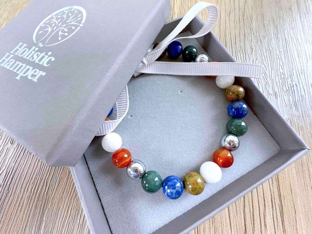 pregnancy and childbirth crystal bracelet in 8mm gemstones in box