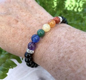 LGBTQ+ Gay Pride Beaded Bling Crystal Bracelet with Rainbow Gemstones, The Holistic Hamper, online crystal healing shop UK