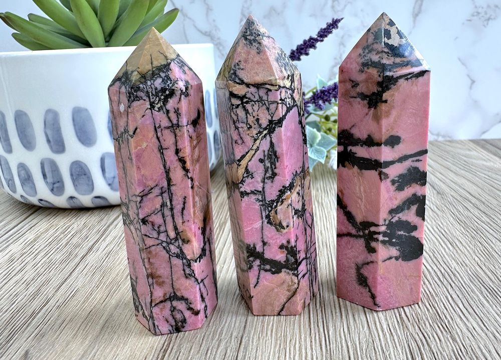 Rhodonite Crystal Towers, The Holistic Hamper UK Crystal Shop