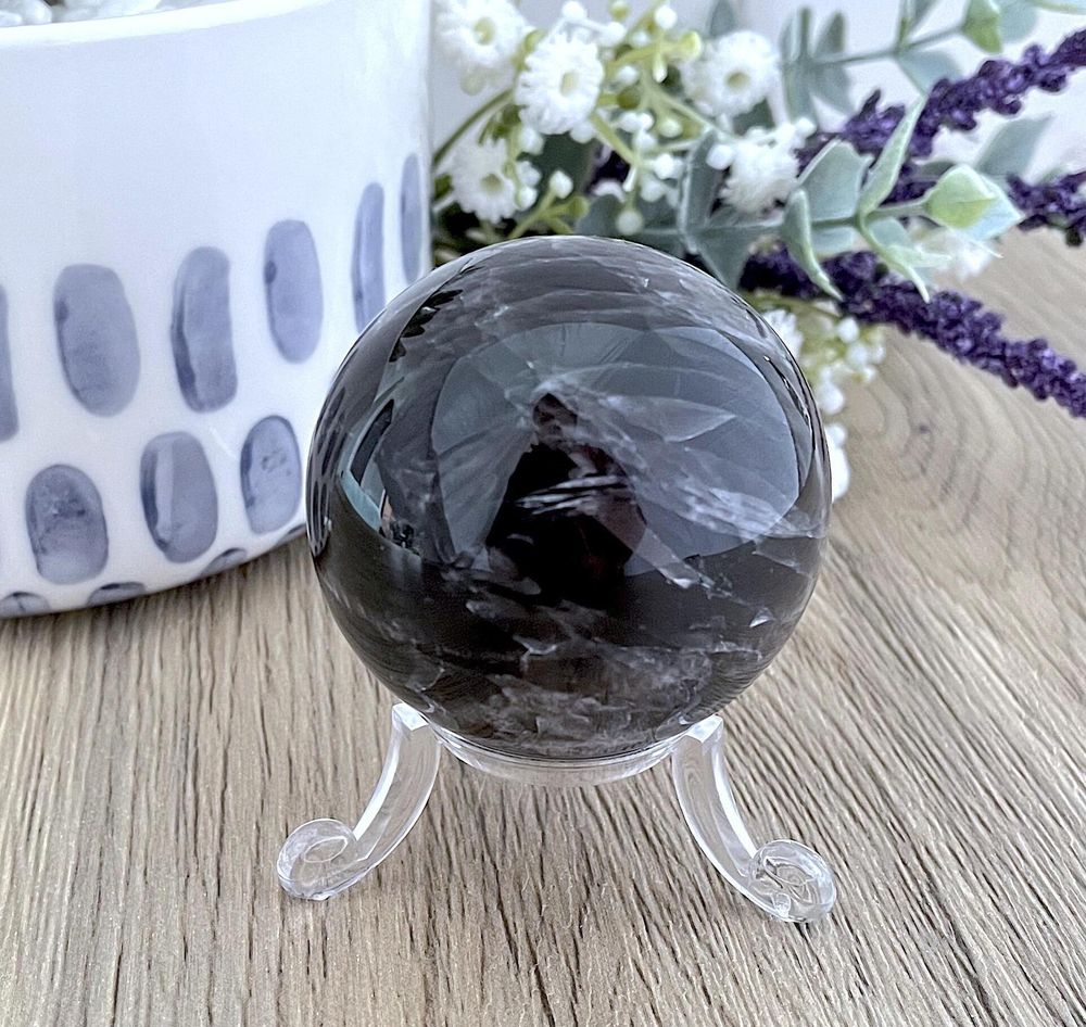 black moonstone crystal sphere, the holistic Hamper crystals UK online shop