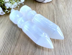 selenite carved crystal wands, the holistic hamper UK crystal shop