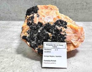 phlogopite mica in orange calcite crystal specimen 1.9kg