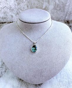 green kyanite oval sterling silver pendant with optional chain