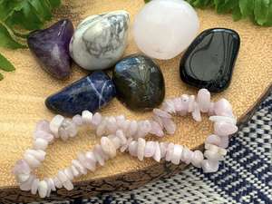 Anxiety Relief Crystal with kunzite chip bracelet, online crystal healing shop UK