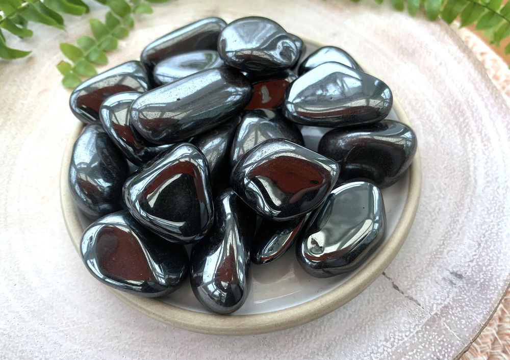 Hematite Tumble Stone Crystal for Grounding Protection Stress and Anxiety, The Holistic Hamper, online crystal shop UK