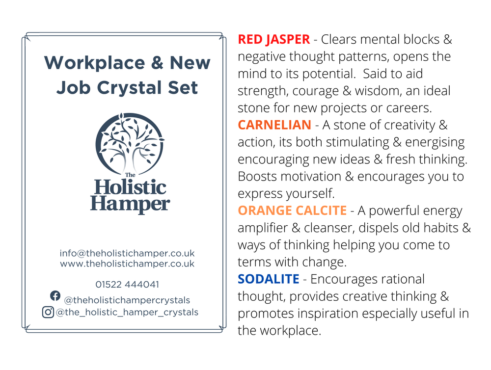 workplace, office, new job crystal set card, The holistic Hamper online crystal shop
