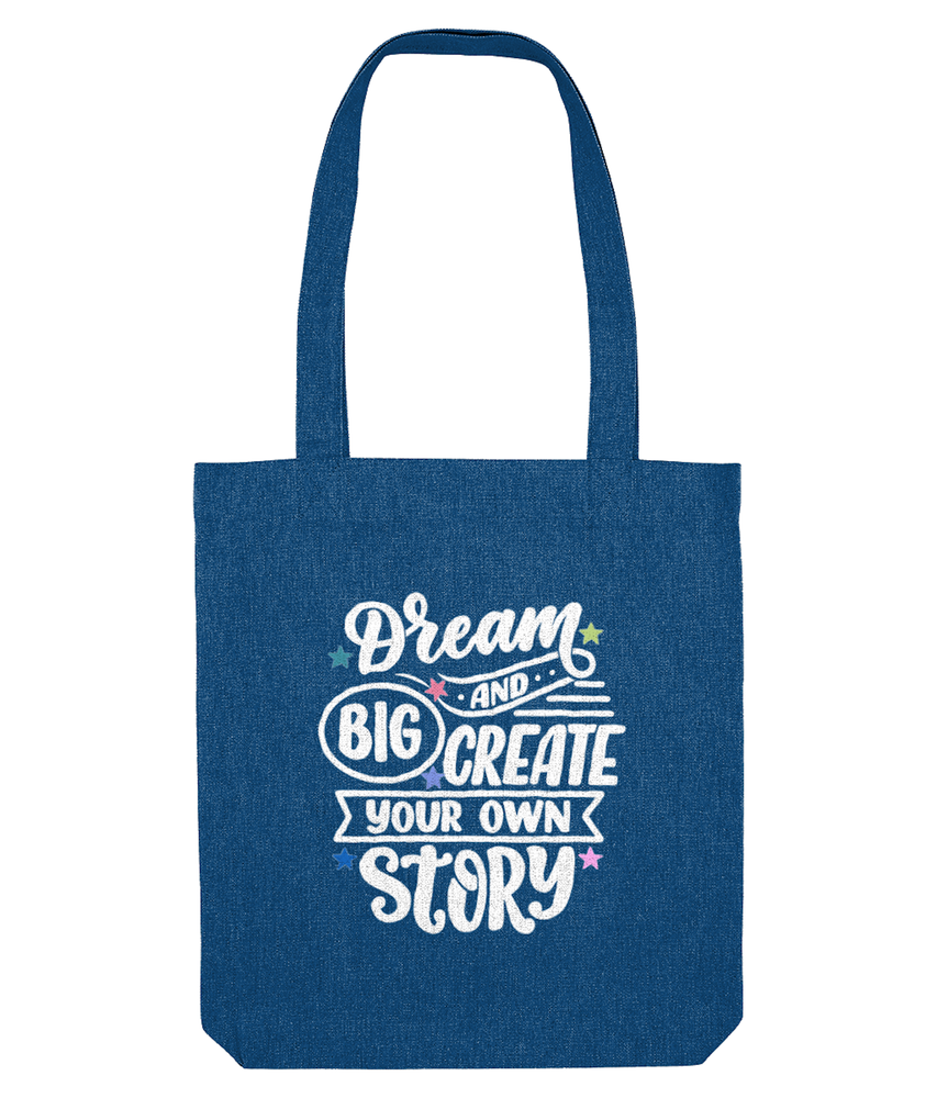 petrol blue cotton tote bag with dream big quote, the holistic hamper UK