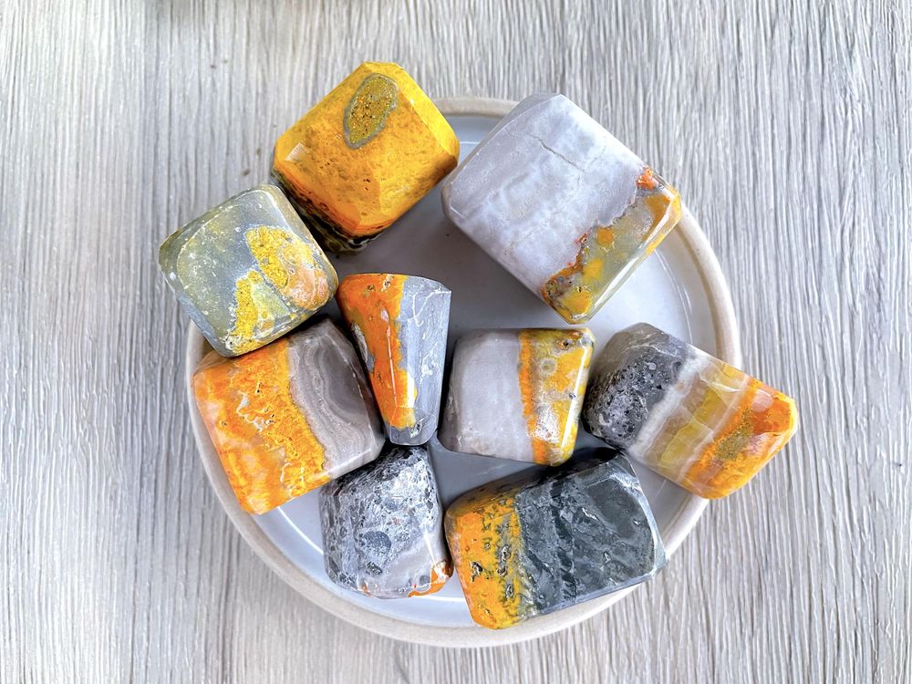 extra large bumble bee jasper crystal  tumble stones the holistic hamper online crystal shop