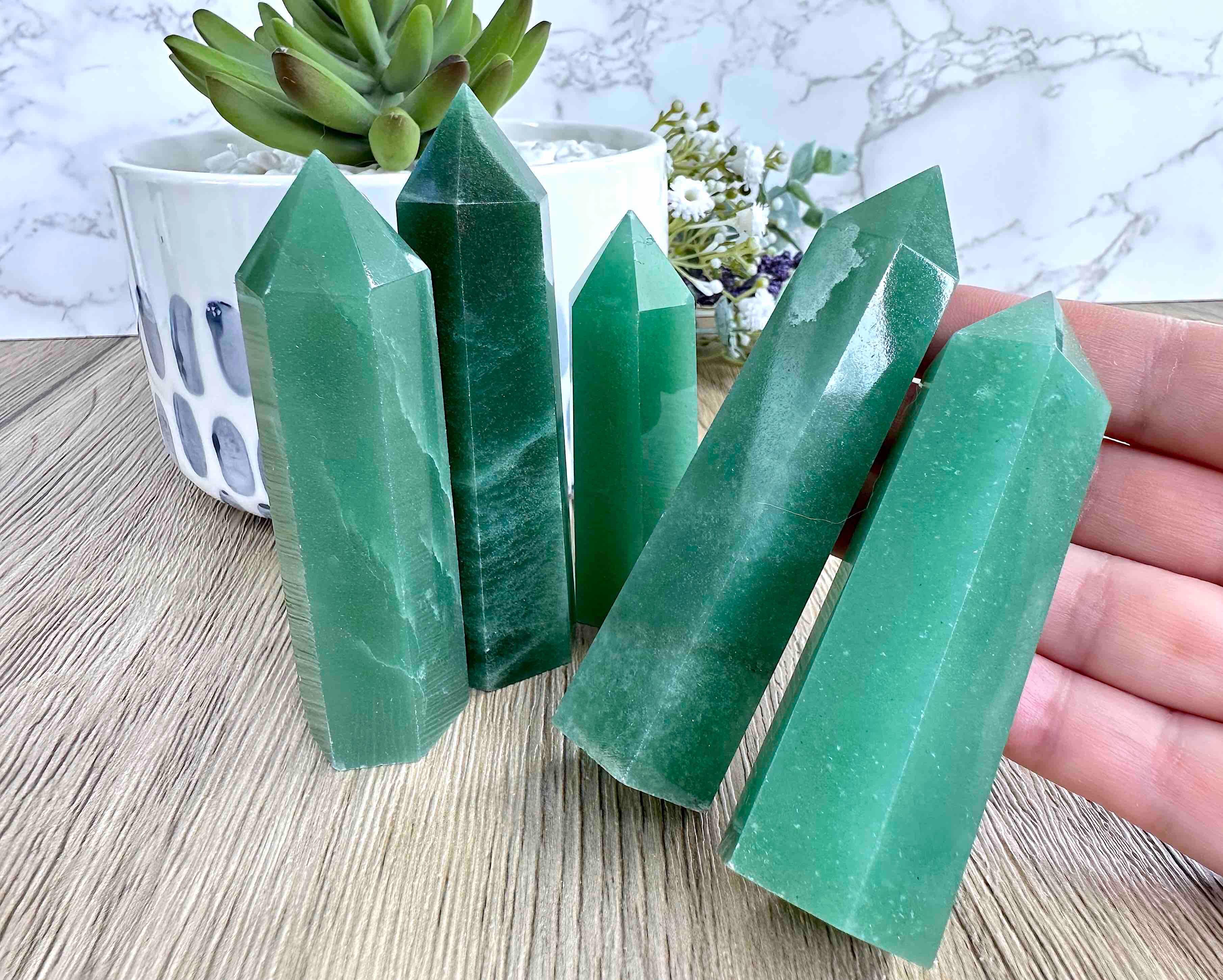 Green Aventurine Crystal Towers | Prosperity and Happiness Crystals