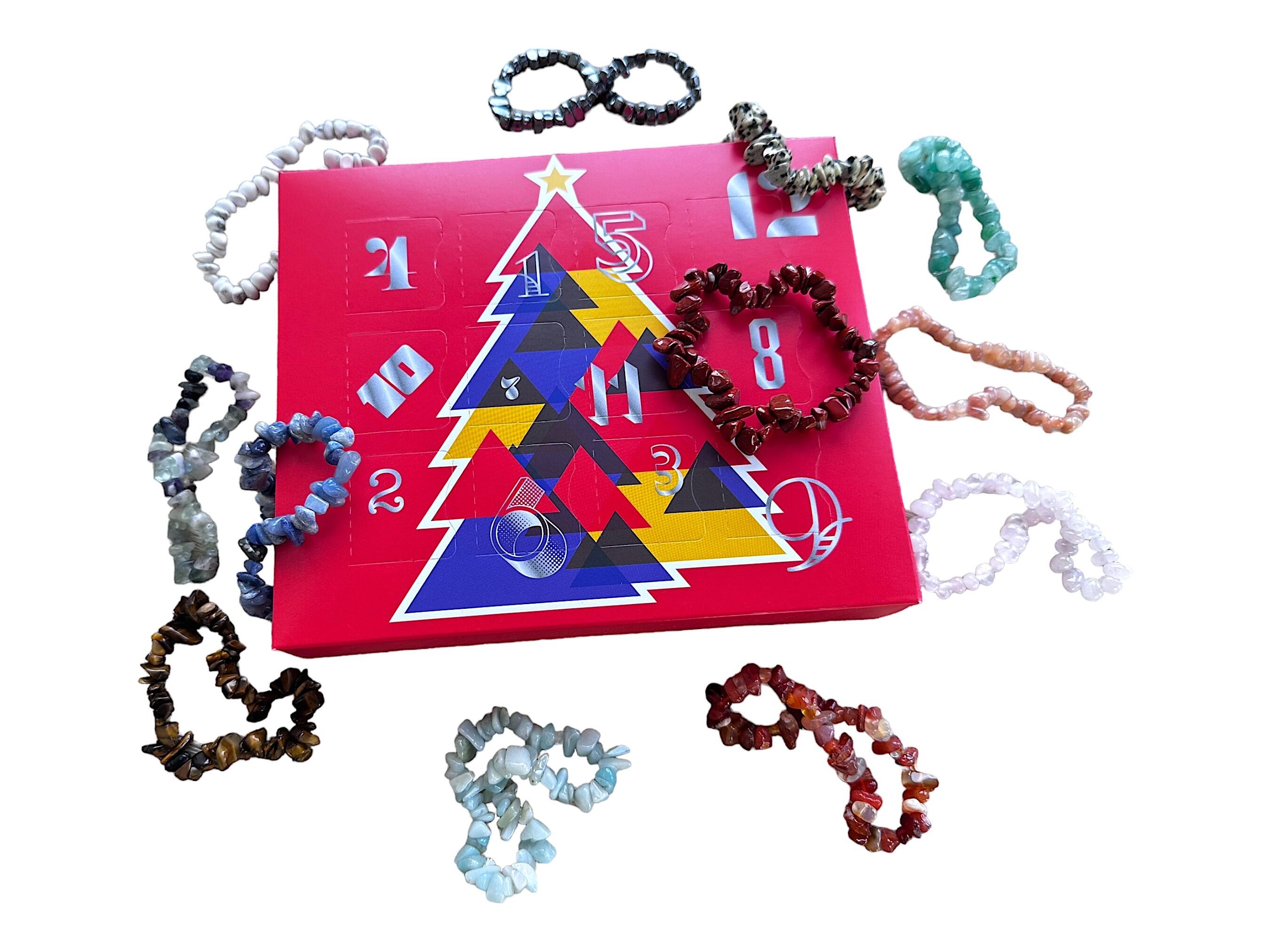 Crystal Christmas Advent Calendar with 12 Chip Bracelets Advent