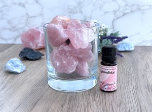 rose quartz crystal diffuser in glass votive jar from the holistic hamper with oil blend