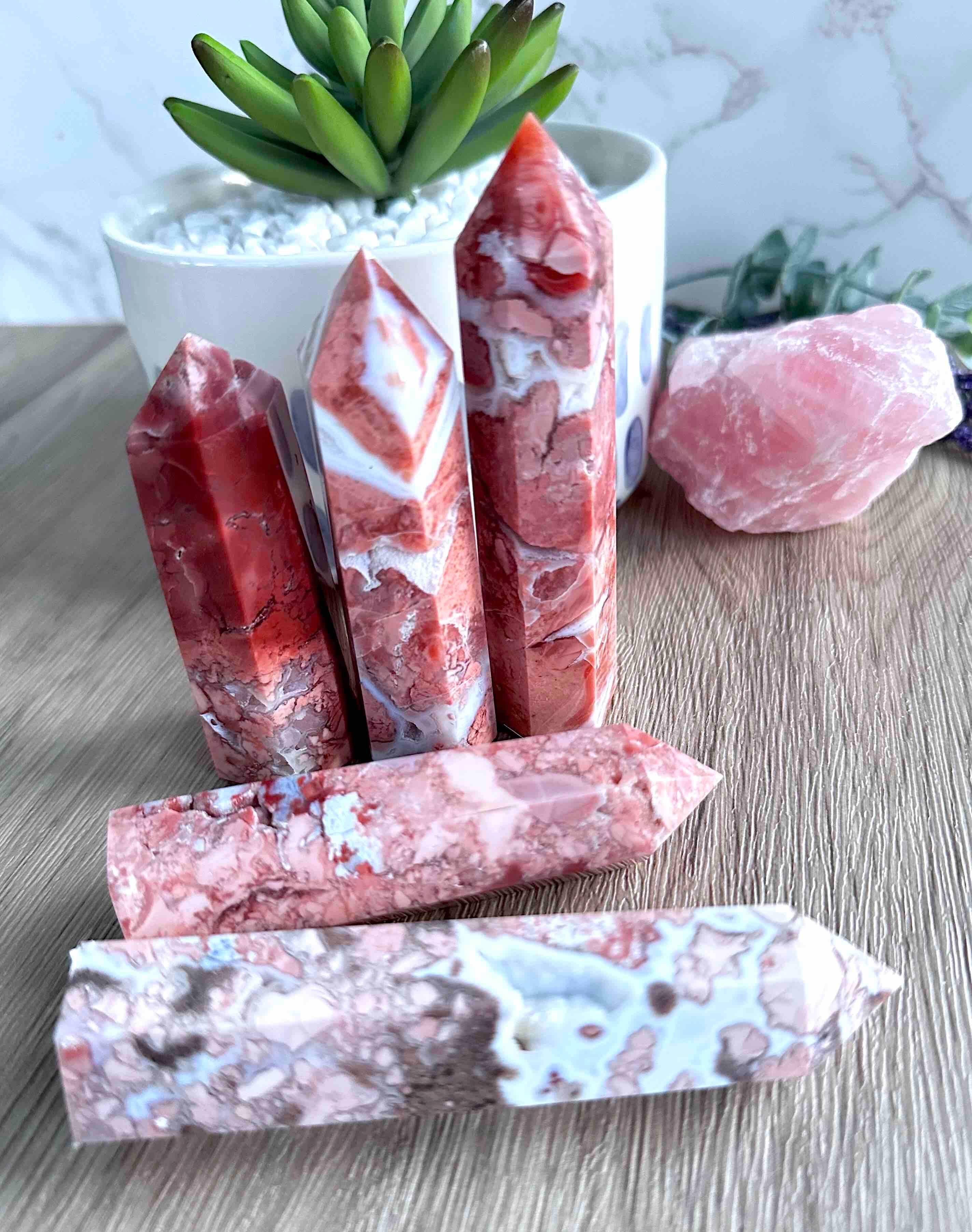 Pink Flower Agate Tower | Crystals for Peace, Love and Harmony