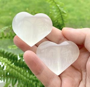White Selenite crystal hearts from The holistic hamper crystal shop UK