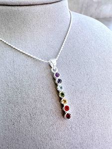 seven chakra sterling silver drop pendant on optional chain