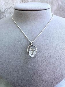 double point Herkimer diamond crystal pendant a sterling silver chain (clear quartz)