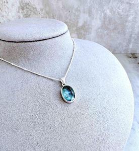 green kyanite oval sterling silver pendant with optional chain