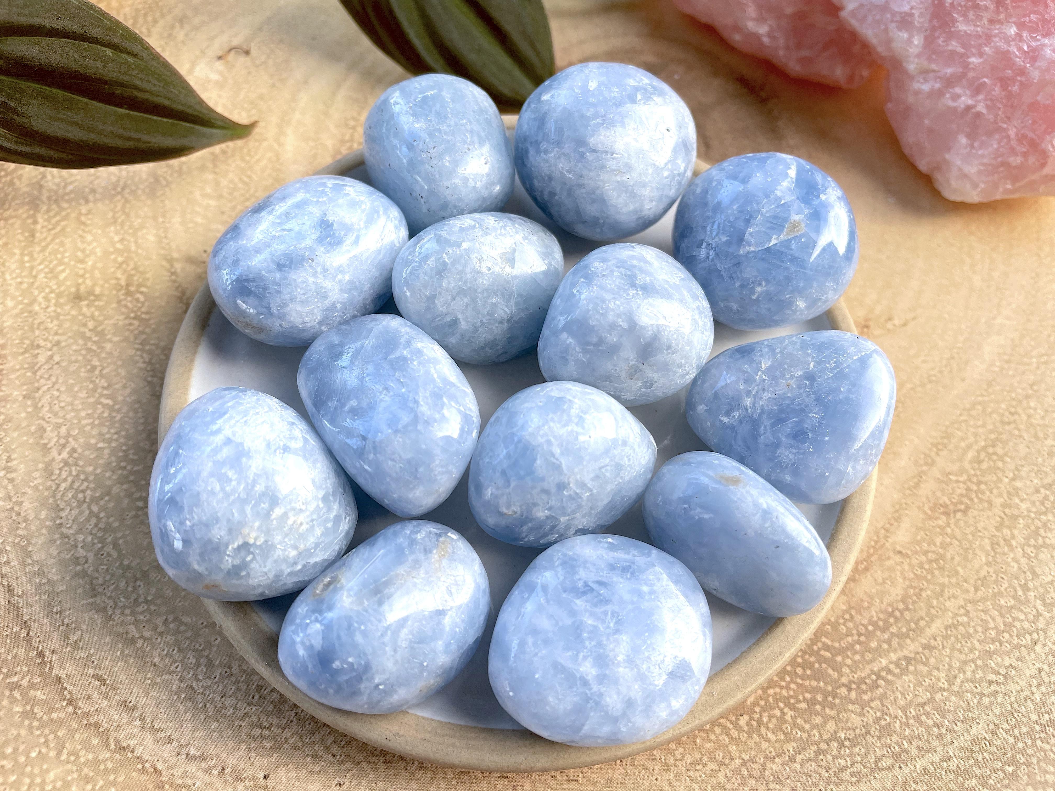 Blue Calcite Tumble Stone, The Holistic Hamper, online crystal shop UK
