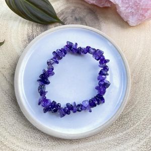 Purple Amethyst Crystal Chip Bracelet, UK crystals gift shop