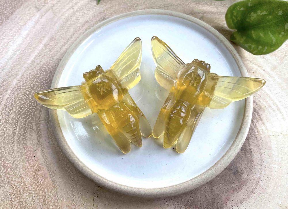 Yellow fluorite crystal bee, healing crystals, The Holistic Hamper