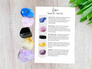 libra zodiac crystals set with five tumbled stones and properties card