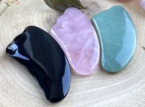 Gua Sha Skin Tool for the Face, Rose Quartz, Black Obsidian, Green Aventurine, Massage Facial Stone, The Holistic Hamper, online crystal shop UK