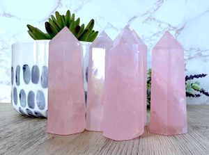 pink Rose quartz towers from Mozambique, the holistic hamper crystals